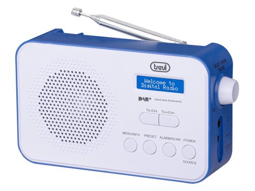 Trevi DAB 7F92 R digitális rádió DAB/DAB+ és FM RDS vétel, dupla ébresztés, AUX-IN bemenet, beépített akku, kék színben