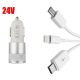 2-es USB töltő M-USB/Apple/Type-C 2.1A 12/24V  AE-WF132/N