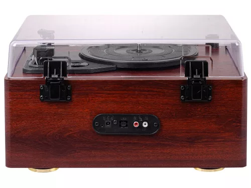 Trevi TT 1030 BT Retro stílusú prémium lemezjátszó, elegáns fa házban, hangszórókkal, Bluetooth ki és bemenettel