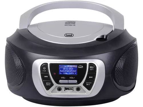 Trevi CMP 510 DAB Hordozható Sztereó Boombox CD-lejátszó, DAB/DAB+, FM rádióval, AUX és USB bemenettel, fekete szín