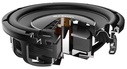 Audison AV 12 D2 II Professzionális slim mélynyomó 300 mm, 550 W RMS, kompakt zárt dobozhoz, prémium Audison hangzás