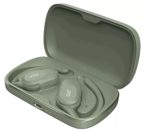 JVC HA-NP40T-G-U True Wireless Nearphones – open-ear dizájn, 26 órás üzemidő, IPX4 védelem, zöld színű