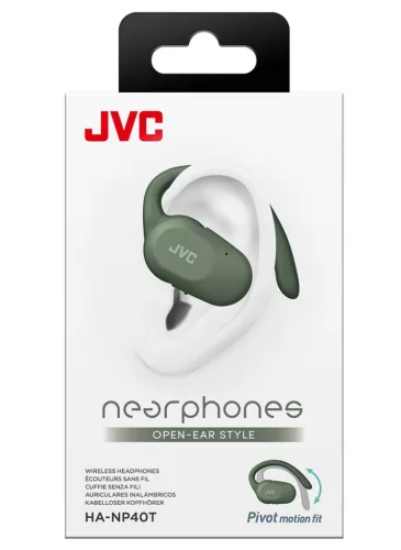 JVC HA-NP40T-G-U True Wireless Nearphones – open-ear dizájn, 26 órás üzemidő, IPX4 védelem, zöld színű