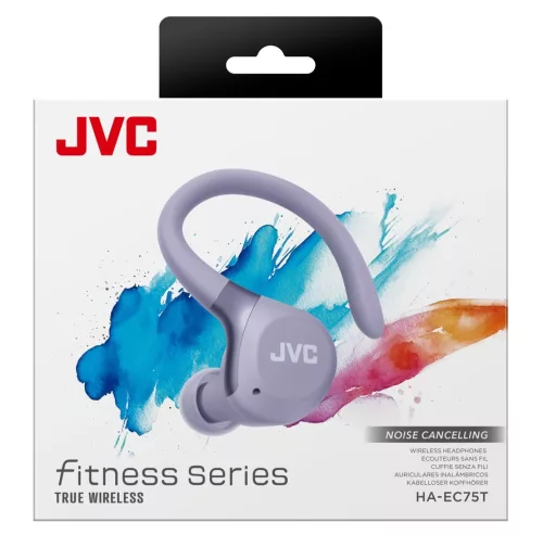 JVC HA-EC75T-V-U True Wireless sport fülhallgató – aktív zajszűrés, 40 óra üzemidő, IP57 védelem, viola kék színben