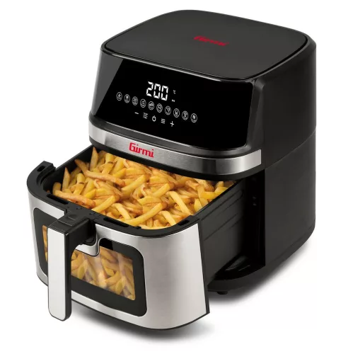 Girmi FG80 Ecofrit XXL forrólevegős sütő - 8 literes, 2 fűtőelemes (2.200 W), 10 előre beállított program, digitális kijelző.