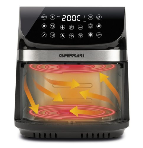 G3 Ferrari G10215 Friggisano Star forrólevegős sütő – 9 liter, dupla fűtőelem, 12 program. Nagy adagok, egészséges sütés!