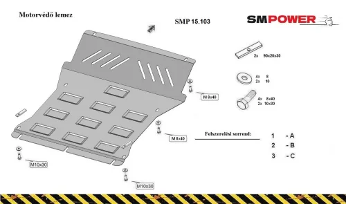 Mitsubishi Pajero III (V60, V70) 2000-2007 - Motorvédő lemez - SMP15.103