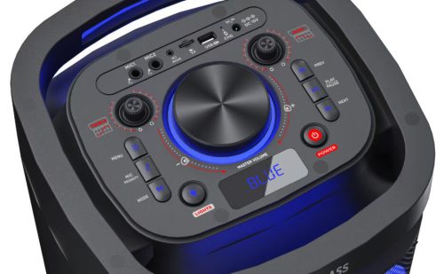 Aiwa KBTUS-D800 – Kétoldalas party hangszóró, 800W max. teljesítménnyel, 4 db mélynyomó, Hyperbass, fényshow...