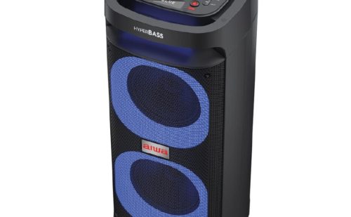 Aiwa KBTUS-D800 – Kétoldalas party hangszóró, 800W max. teljesítménnyel, 4 db mélynyomó, Hyperbass, fényshow...