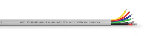 Hertz MSC 12.2 RGB 18 ónnal bevont, nagy tisztaságú réz (OFC) tengerészeti minősítésű hangszóró kábel 12AWG (3,3 mm²) RGB LED vezérlő kábellel egybeépítve, az egyszerű telepítéshez...