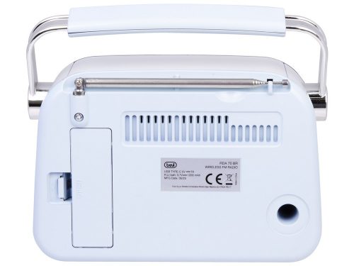 Trevi RDA 70 BR Klasszikus Retro FM/AM/SW rádió, Bluetooth-tal, USB és SD kártya bemenettel, beépített akkuval, kék szín