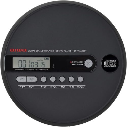 Aiwa PCP-1050 Bluetooth 5.4 MP3 Discman, 60mp ESP védelem, X-HyperBass, USB-C töltés és 8 órás üzemidő.