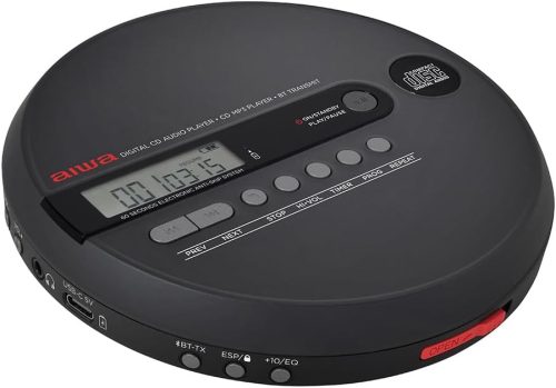 Aiwa PCP-1050 Bluetooth 5.4 MP3 Discman, 60mp ESP védelem, X-HyperBass, USB-C töltés és 8 órás üzemidő.