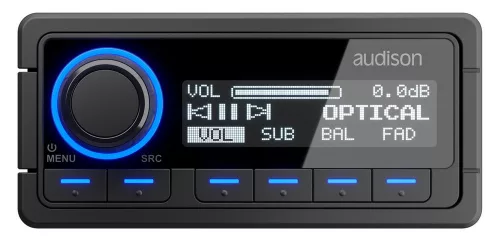 Audison DRC MP CAN digitális távvezérlő CAN BUS protokollal, OLED kijelzővel, RGB háttérvilágítással Audison Forza DSP erősítőkhöz