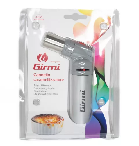 Girmi AG55 zsebsárkány kétféle láng, állítható hőfok, biztonsági zár, butángázzal újratölthető, Ezüst színben