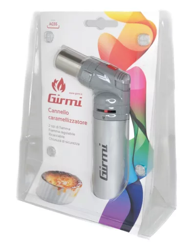 Girmi AG55 zsebsárkány kétféle láng, állítható hőfok, biztonsági zár, butángázzal újratölthető, Ezüst színben