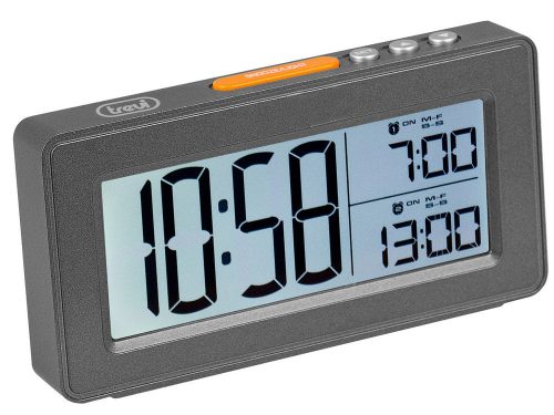Trevi SLD 3P40 digitális ébresztőóra nagy, háttérvilágítású LCD kijelző, két külön beállítható ébresztés, fekete színben