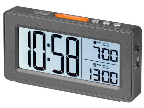 Trevi SLD 3P40 digitális ébresztőóra nagy, háttérvilágítású LCD kijelző, két külön beállítható ébresztés, fekete színben