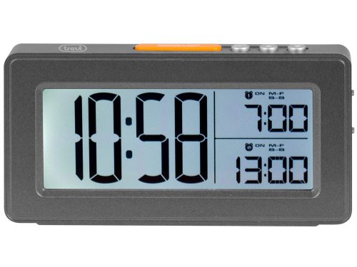 Trevi SLD 3P40 digitális ébresztőóra nagy, háttérvilágítású LCD kijelző, két külön beállítható ébresztés, fekete színben