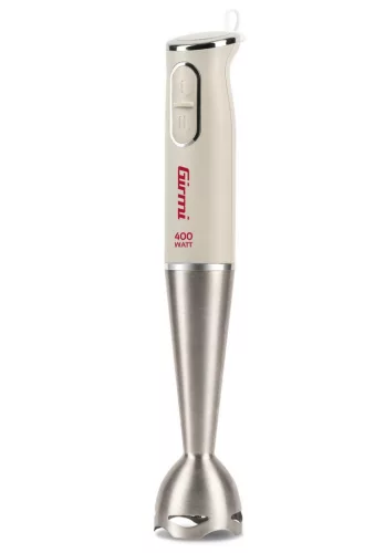 Girmi MX03 - 400W botmixer ergonomikus fogással, 19 cm inox szárral és 2 sebességgel, matt törtfehér színben