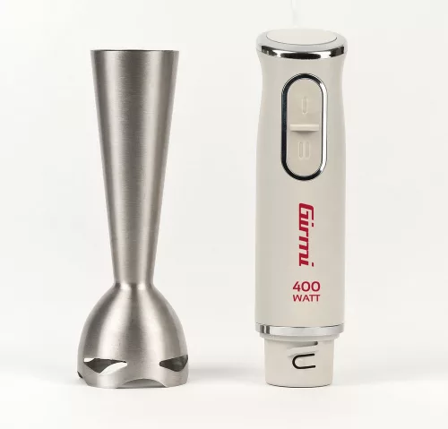 Girmi MX03 - 400W botmixer ergonomikus fogással, 19 cm inox szárral és 2 sebességgel, matt törtfehér színben