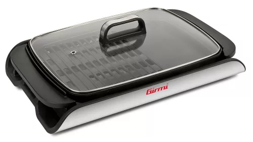 Girmi BQ91 Smokeless elektromos grill óriási sütőfelülettel, kétoldalas tapadásmentes lappal és üvegfedővel