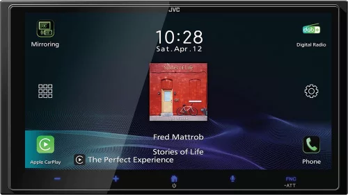 JVC KW-M795DBW Prémium 2 DIN autós multimédia, 6,92” HD kijelző, vezeték nélküli CarPlay/Android Auto, DAB+, DSP