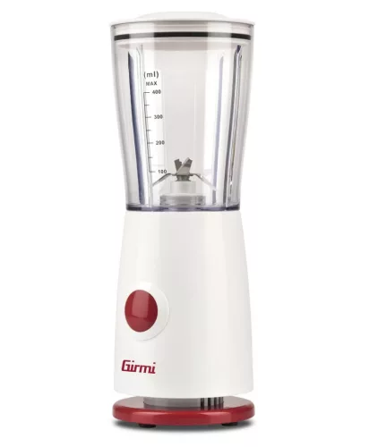 Girmi FR03 kompakt elektromos turmixgép, 170 W teljesítmény, 400 ml-es keverőpohár és rozsdamentes acél pengék, Fehér