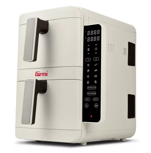 Girmi FG41 Ecofrit Dual kétzónás forrólevegős fritőz 9 literes (2x4.5 liter) kapacitással, Homok-bézs szín, SYNC és MATCH funkcióval