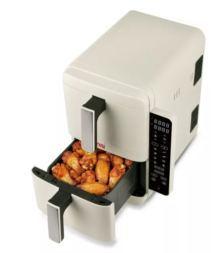 Girmi FG41 Ecofrit Dual kétzónás forrólevegős fritőz 9 literes (2x4.5 liter) kapacitással, Homok-bézs szín, SYNC és MATCH funkcióval