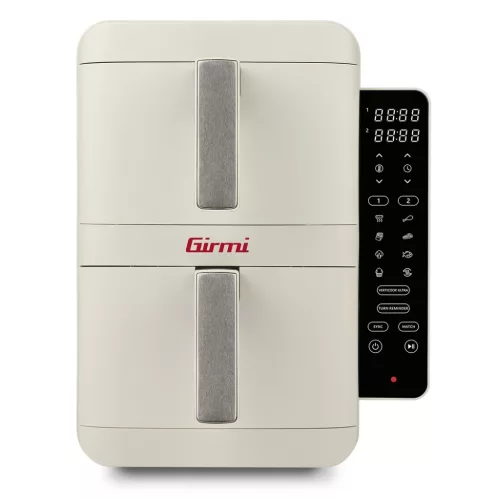 Girmi FG41 Ecofrit Dual kétzónás forrólevegős fritőz 9 literes (2x4.5 liter) kapacitással, Homok-bézs szín, SYNC és MATCH funkcióval