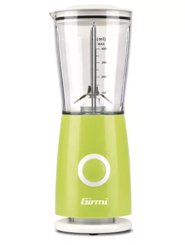 Girmi FR03 kompakt elektromos turmixgép, 170 W teljesítmény, 400 ml-es keverőpohár és rozsdamentes acél pengék, Zöld