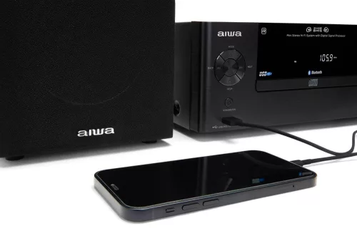 Aiwa MCBT-550 mini hifi torony 50W RMS Bluetooth, CD, USB, FM rádió, DSP, EQ, teljes tartozékcsomaggal