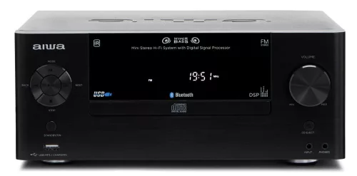 Aiwa MCBT-550 mini hifi torony 50W RMS Bluetooth, CD, USB, FM rádió, DSP, EQ, teljes tartozékcsomaggal