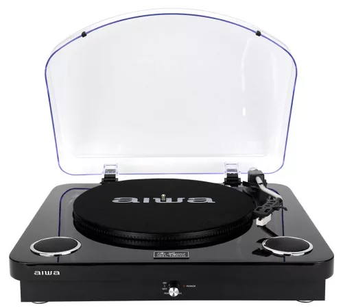 Aiwa LPS-25BK lemezjátszó 3 sebességes, Bluetooth, USB digitalizálás, beépített hangszóró, fekete színben