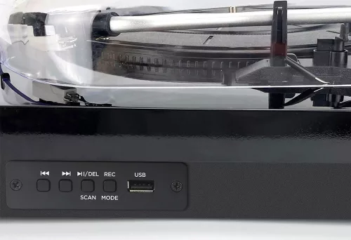 Aiwa LPS-25BK lemezjátszó 3 sebességes, Bluetooth, USB digitalizálás, beépített hangszóró, fekete színben