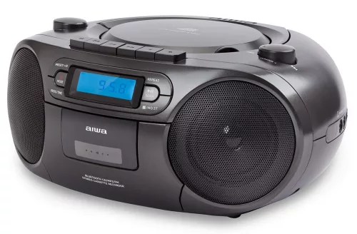 Aiwa RC-250BK hordozható retro boombox CD/MP3/USB/kazetta/Bluetooth/FM rádió, fekete színben