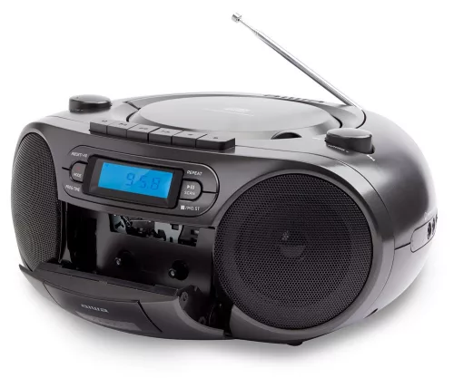Aiwa RC-250BK hordozható retro boombox CD/MP3/USB/kazetta/Bluetooth/FM rádió, fekete színben