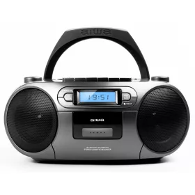   Aiwa RC-250GY hordozható retro boombox CD/MP3/USB/kazetta/Bluetooth/FM rádió, szürke színben