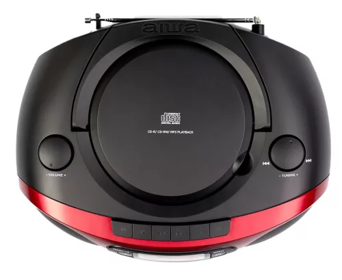 Aiwa RC-250RD hordozható retro boombox CD/MP3/USB/kazetta/Bluetooth/FM rádió, piros színben