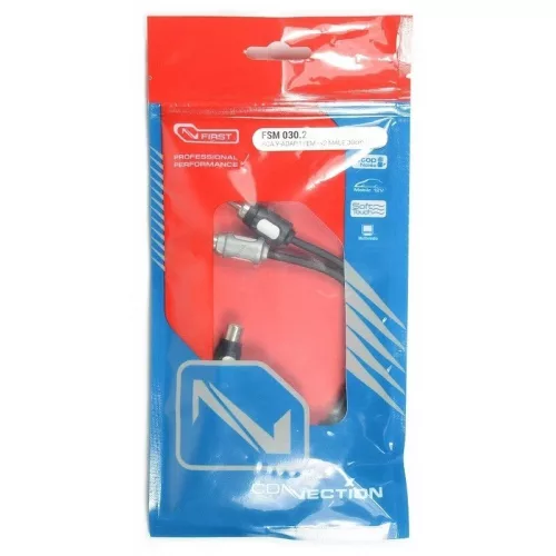 Connection FSF-030.2 RCA Y audio kábel 0,3 m, 2 alj–1 dugó, UCS zajszűréssel