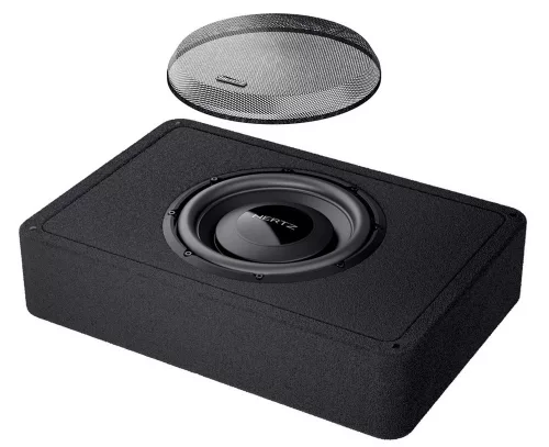 Hertz MPBX 250 S2 Prémium ultra lapos zárt mélynyomóláda 25cm-es mélynyomóval, 500W RMS, 2 Ohm, kompakt méret