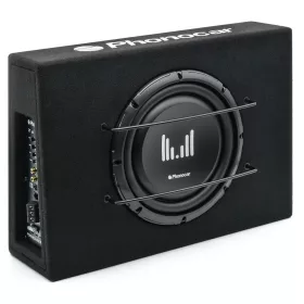   Phonocar 02924 Extralarge professzionális aktív autós mélyláda 250 mm D-osztályú erősítővel, 600 W, ultra mély basszus