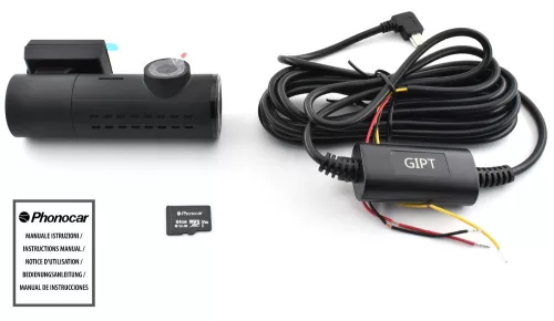 Phonocar VM442 menetrögzítő kamera 2K felbontás, Wi-Fi, GPS, 64GB microSD, kompakt kivitel