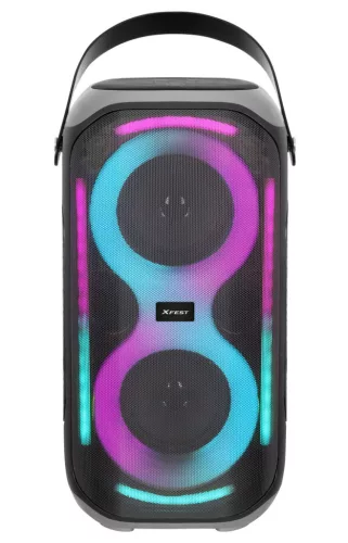 Trevi XFM225W Prémium vezeték nélküli 50W party hangszóró TWS funkcióval, LED diszkófénnyel, mikrofon és állvány