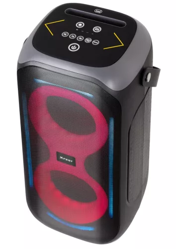Trevi XFM225W Prémium vezeték nélküli 50W party hangszóró TWS funkcióval, LED diszkófénnyel, mikrofon és állvány