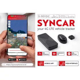   Phonocar 09507 Prémium 4G LTE GPS nyomkövető valós idejű flottamenedzsmenthez, riasztás, mobil app, webes vezérlés