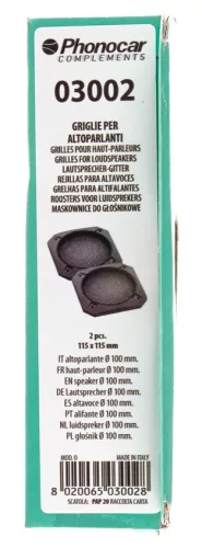 Phonocar 03002 hangszórórács 10 cm-es hangszórókhoz, 115x115 mm, 2 db/csomag, univerzális