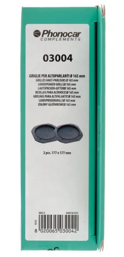 Phonocar 03004 hangszórórács 16,5 cm-es autóhangszórókhoz, 2 db-os csomag, 177x177 mm