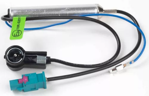 Phonocar 08540 antenna adapter FAKRA–ISO fantomtápos, 45 cm kábel, autós kompatibilitás